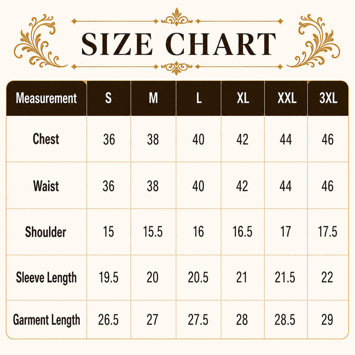Size chart