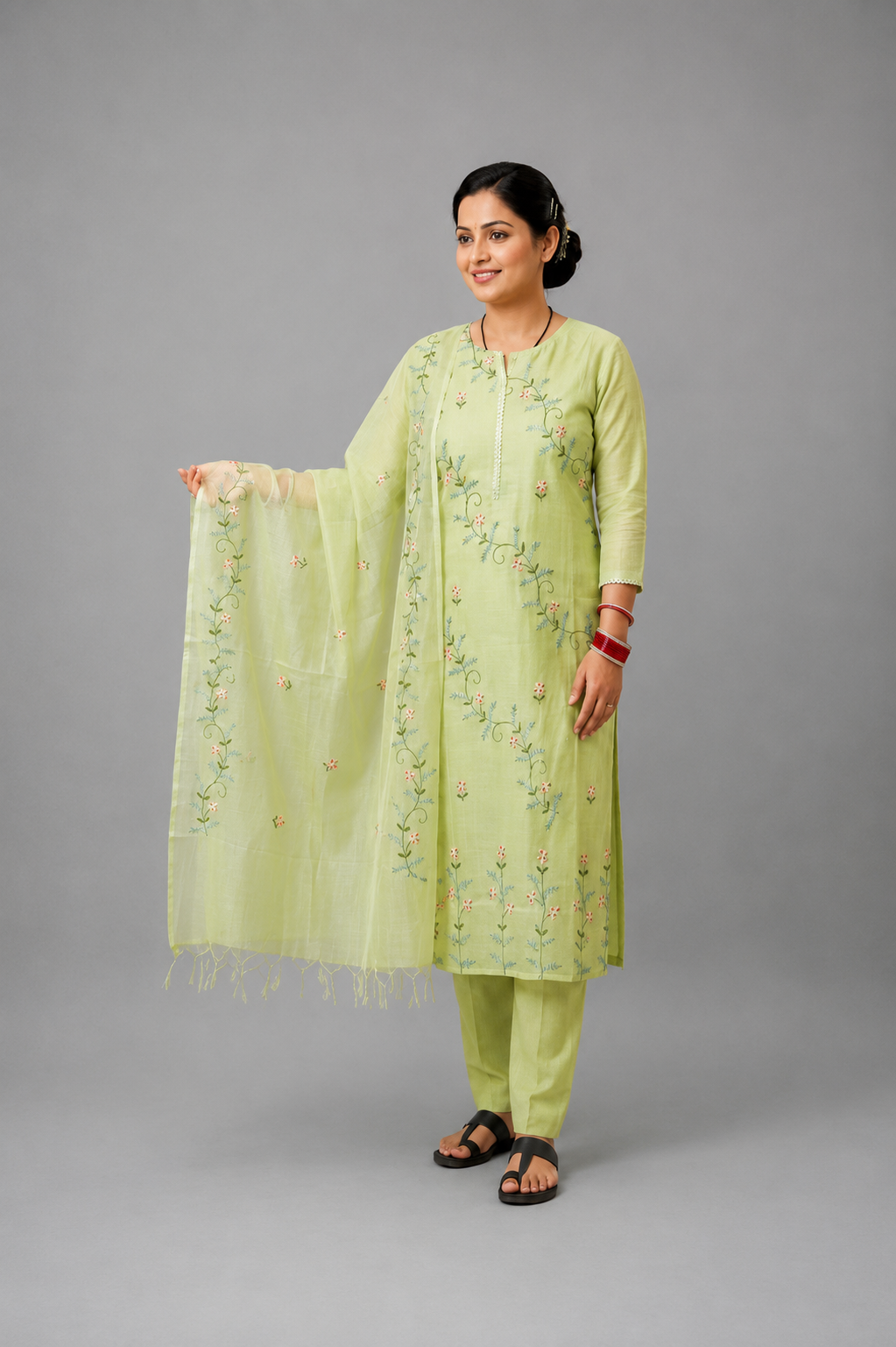 Pista green kurta set