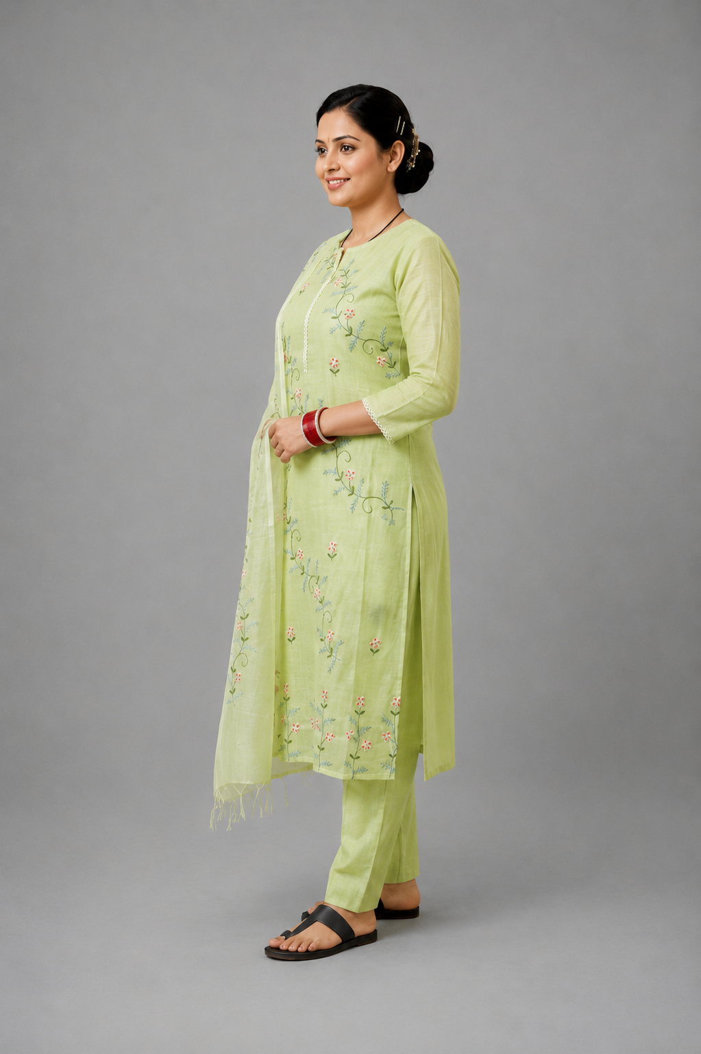 Pista green kurta set