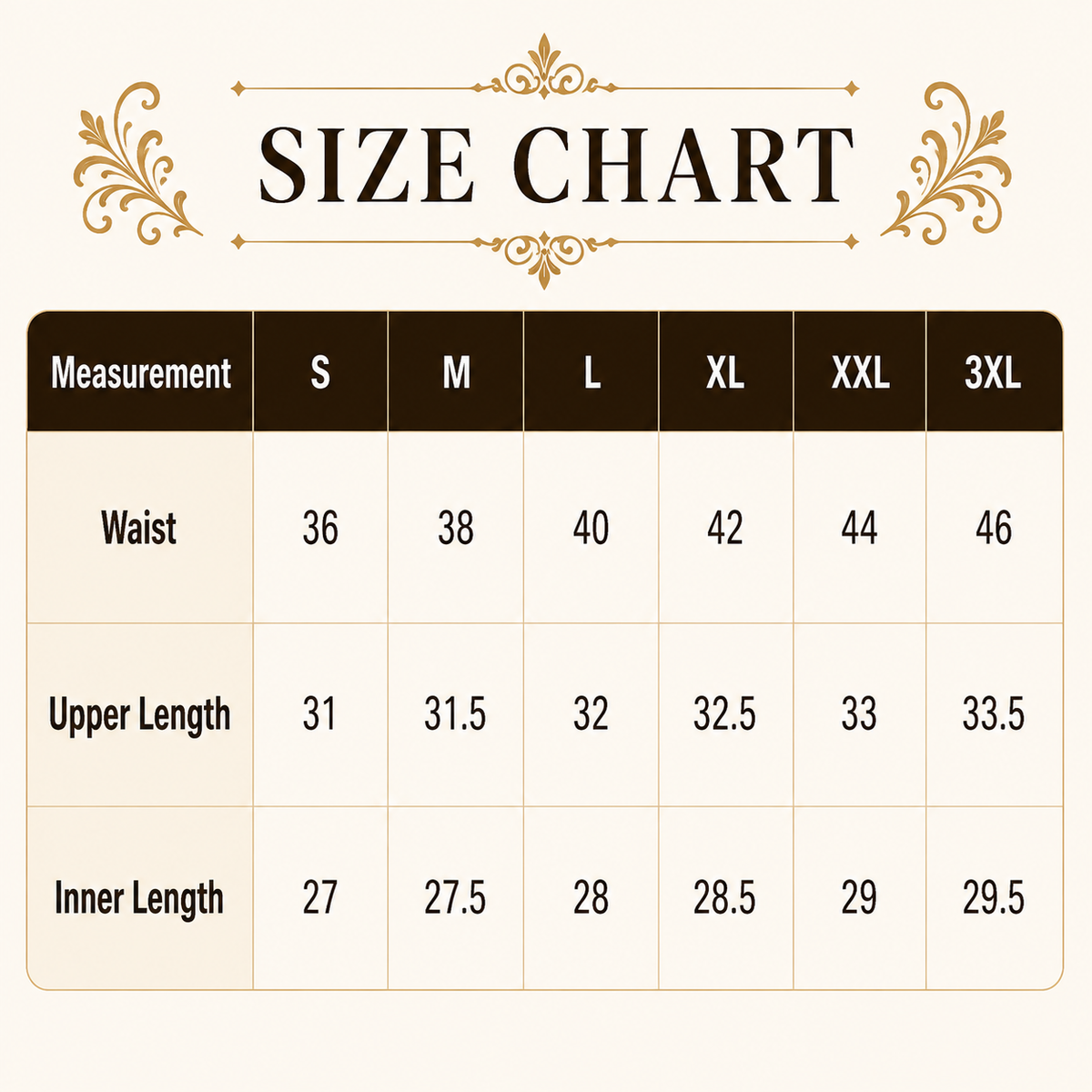 Size chart