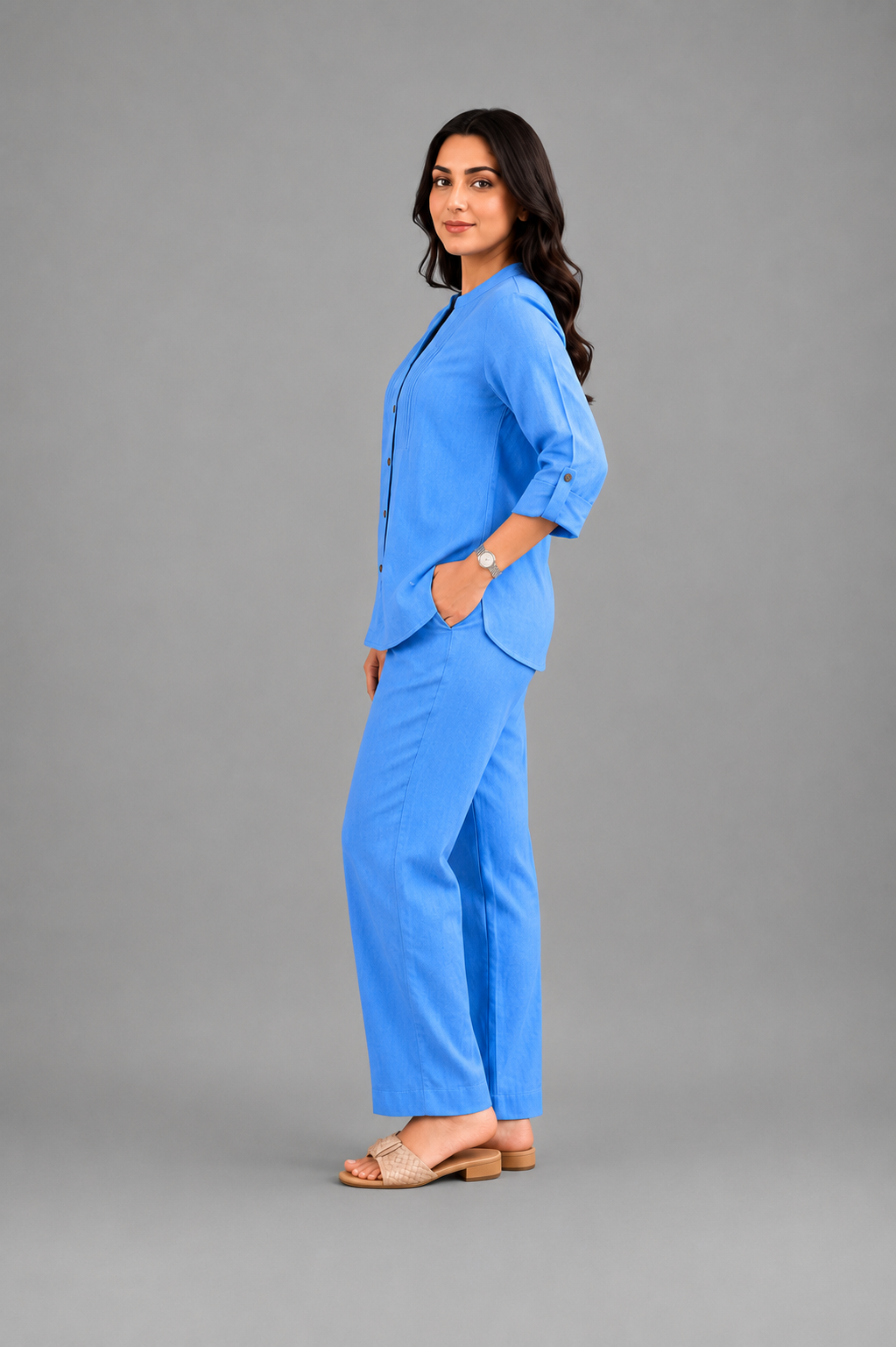 Blue Linen Cotton Set