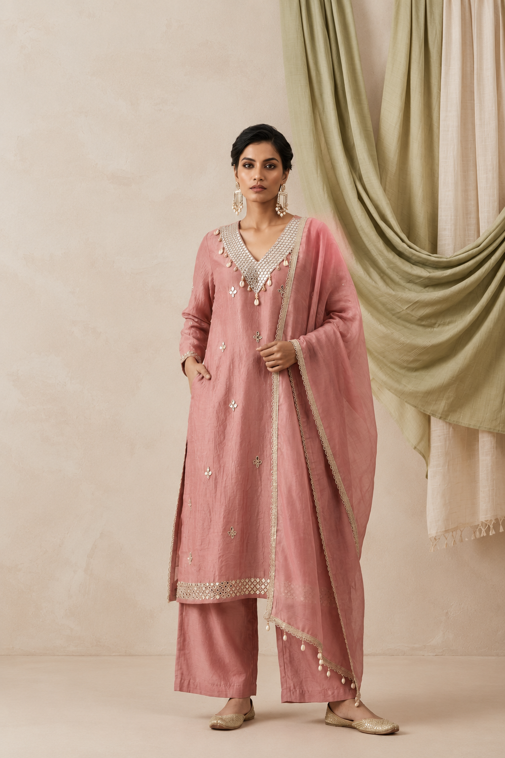 Rosette Mirrorwork Suit Set