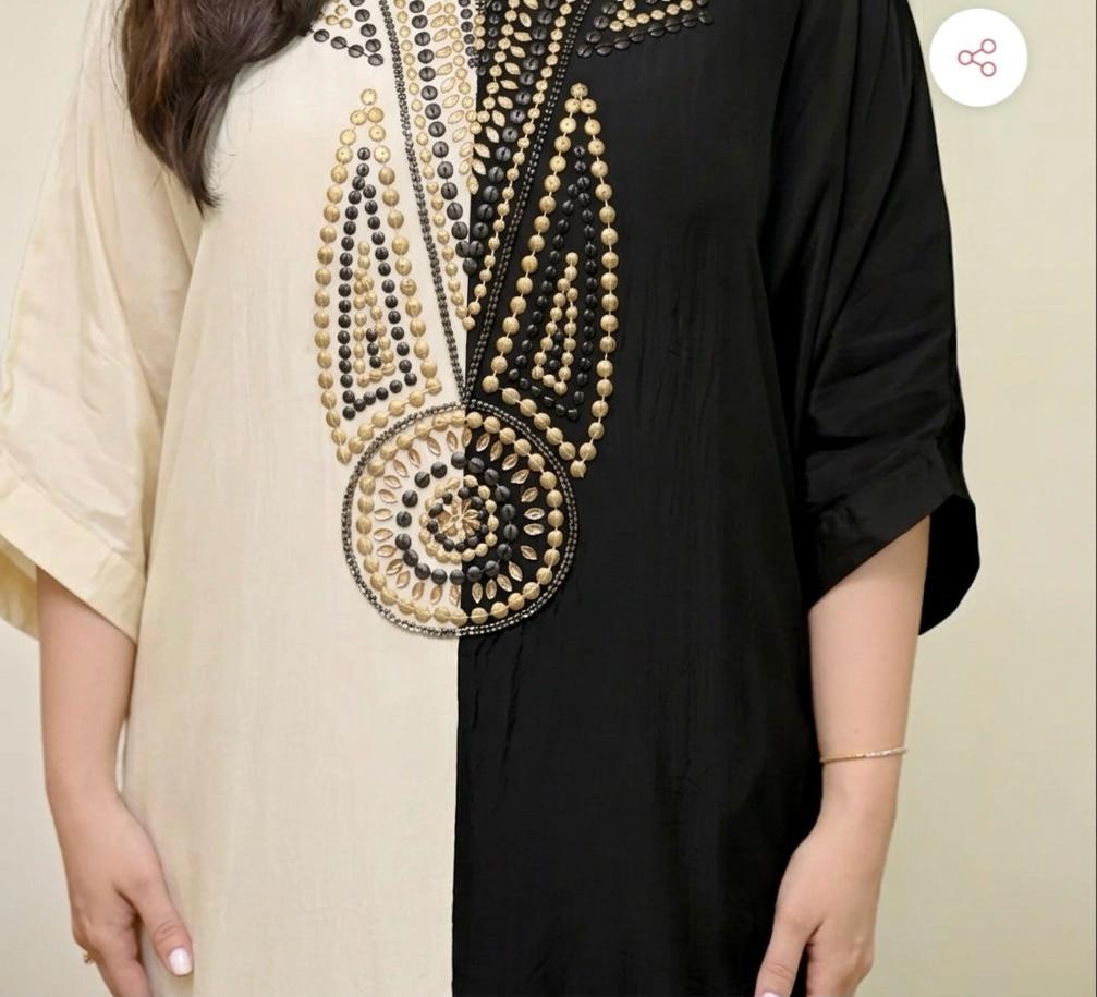 Black Ivory Crepe Designer Handwork Sharara Coord