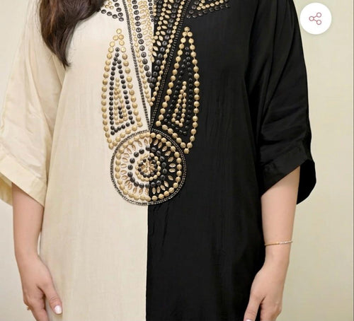 Black Ivory Crepe Designer Handwork Sharara Coord