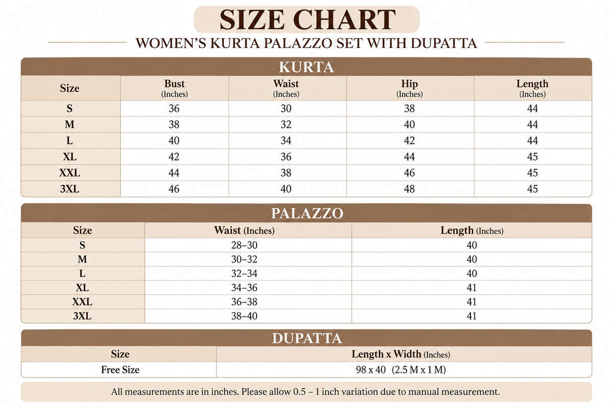 Size chart