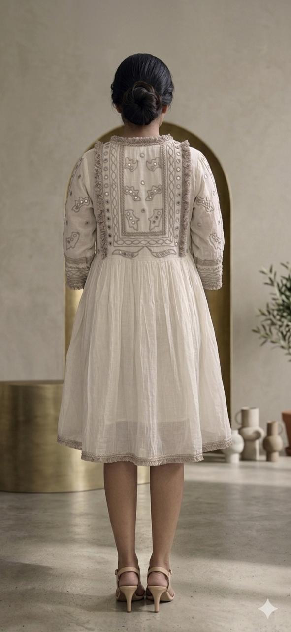 Ivory Whisper Embroidered Dress