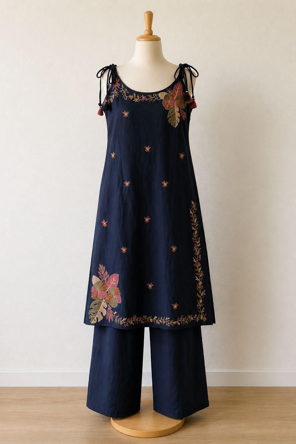 Midnight Bloom Embroidered Co-Ord Set