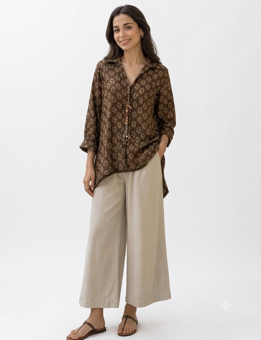 Cocoa Floral Tunic