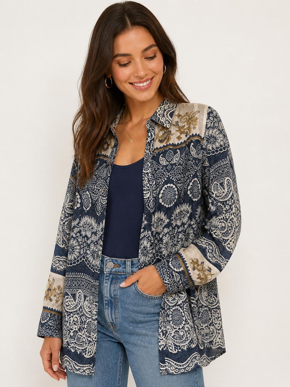 Indigo Paisley Shirt