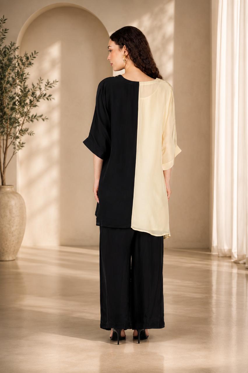 Black Ivory Crepe Designer Handwork Sharara Coord