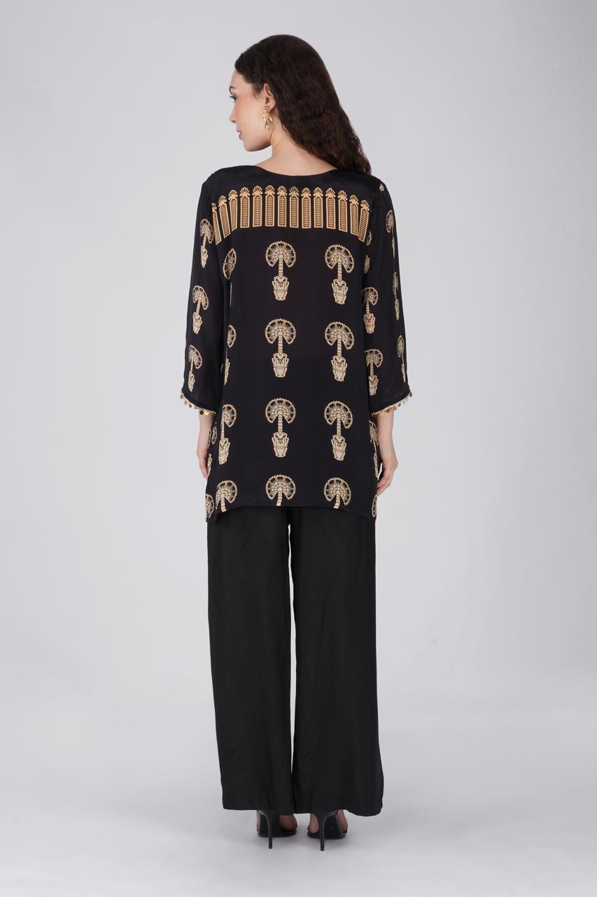 Palm Tunic Set features Gold Sequin