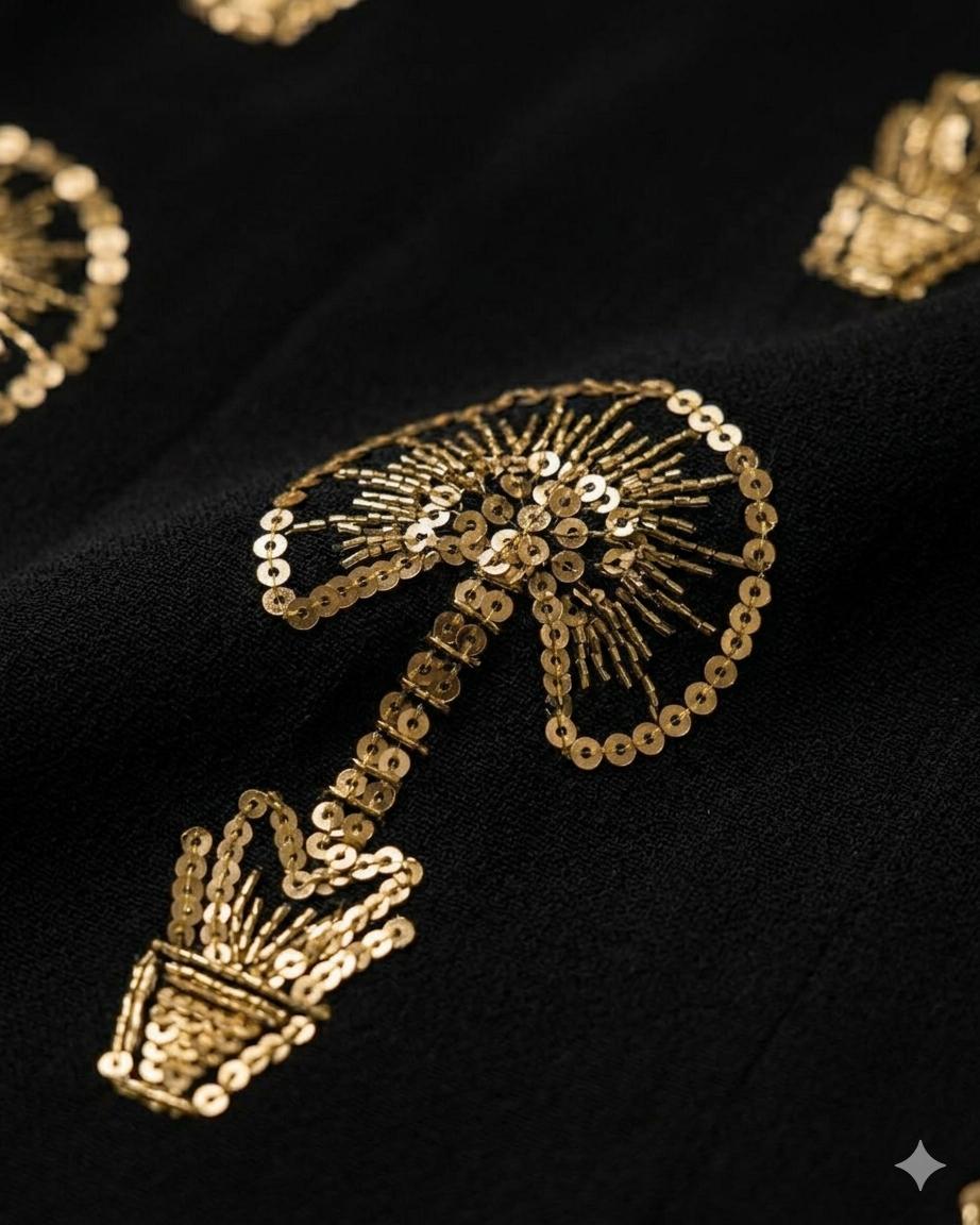 Palm Tunic Set features Gold Sequin