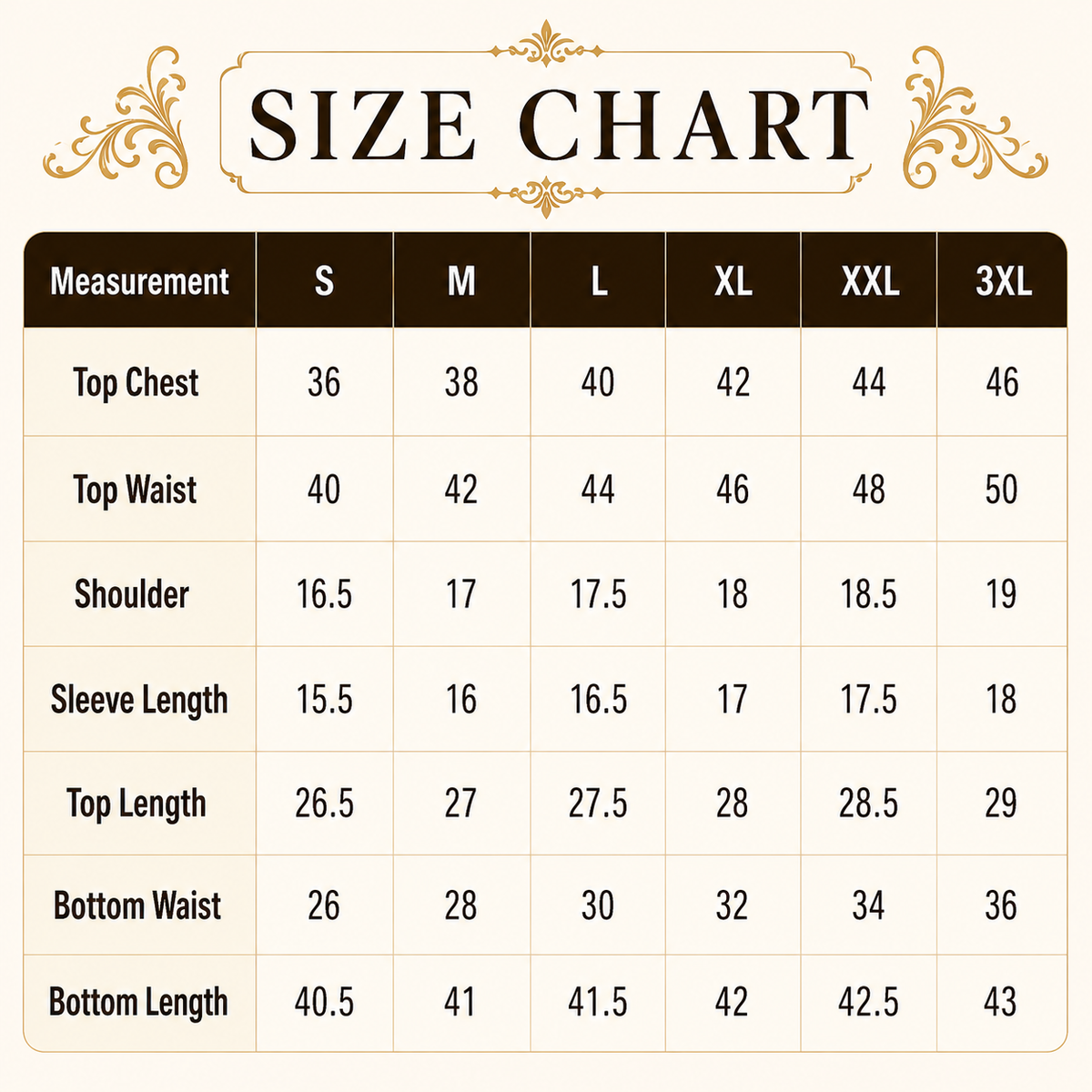 Size chart