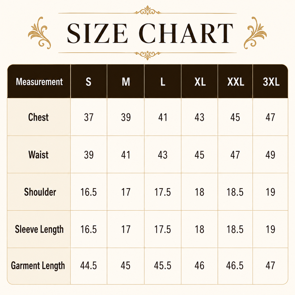Size chart